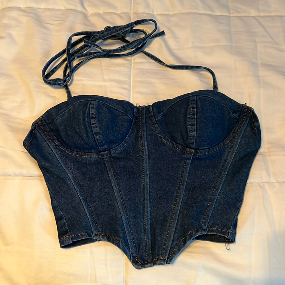 Denim corset